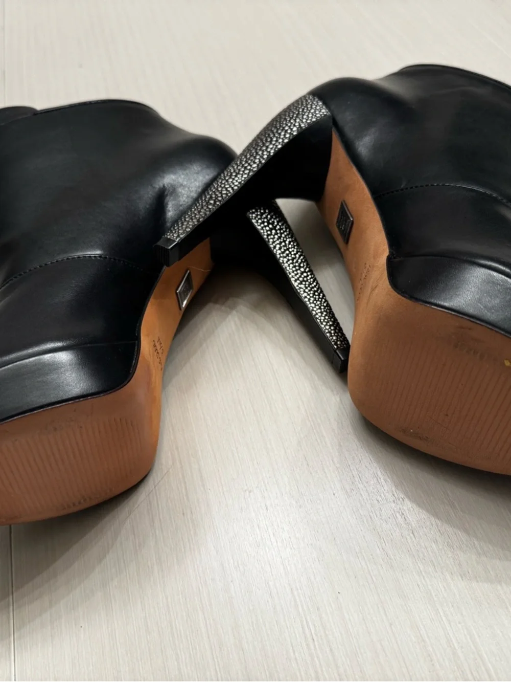 Hervé Léger Platform Ankle Boots Black Leather Metal Toe Heel 8.5 NWOT - Picture 6 of 10